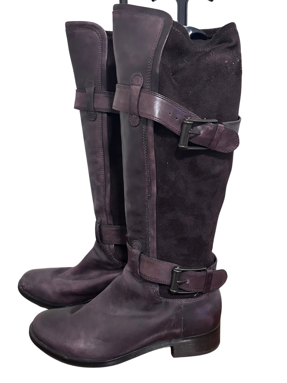 Cole Haan Whitley Brown Leather Suede Riding Buckle Boots Size 8 Nike Air